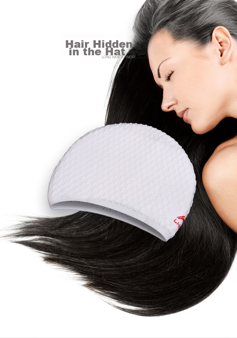 Li-Ning Women's Swimming Cap with Silicone Long Hair, Waterproof, Concave Anti-Slip Particles, Fashionable Swimming Gear, 8189 Light Pink 1