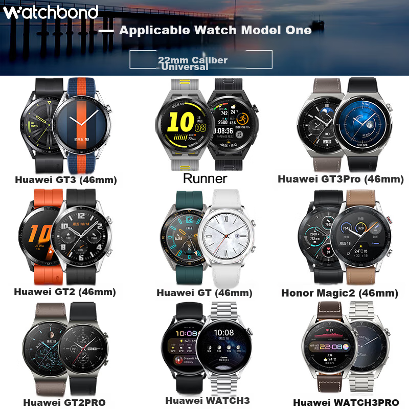 Ремешок Watchbond из натуральной кожи для Huawei Watch GT6 Pro/Watch5/GT6, GT5/GT5 Pro/GT4/3/2/GT3 Pro/Buds, мужской, 46 мм