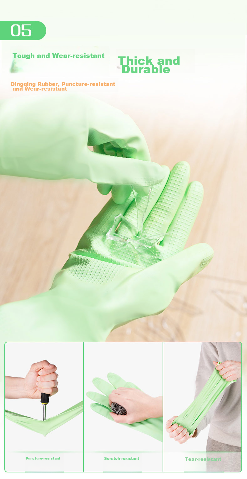 MIAOJIE Low-Sensitivity Rubber Gloves, 1 Pair, Medium Size, Odorless Nitrile Rubber, for Cleaning, Household Chores, Kitchen And Dishwashing 6