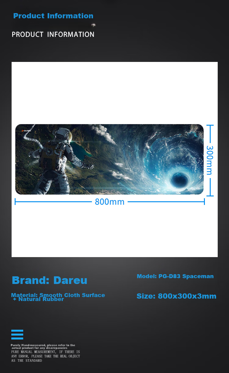 DAREU Gaming Mouse Pad, FPS Smooth Thickened Precision Edge-Locked, Computer Keyboard Office Extra Large Desk Mat, Astronaut Design 800*300*3mm, VALORANT 7