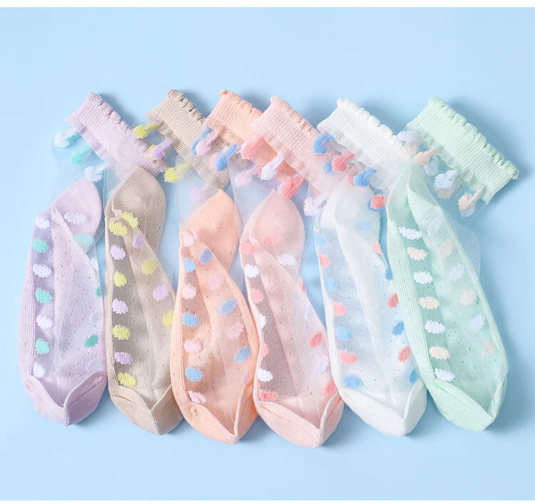 LangSha Children's Socks, Girls' Summer Ultra-Thin Crystal Socks, Versatile Lace Short Socks for Girls And Toddlers 9