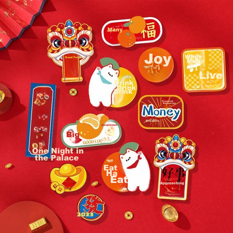 Yijuzhangning Refrigerator Magnets, Instant Riches, 6-Pack Magnetic Horse Year New Style, Gift, Housewarming Decoration for Moving In And Celebrating