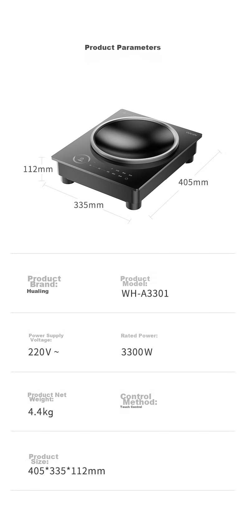 Hualing Midea Electromagnetic Cooker, 2200W High Power, Wide Heat Distribution, Durable And Wear-Resistant Panel, Eight Heat Settings, Waterproof Induction Stove, Hot Pot Cooker WH-E22F02 18