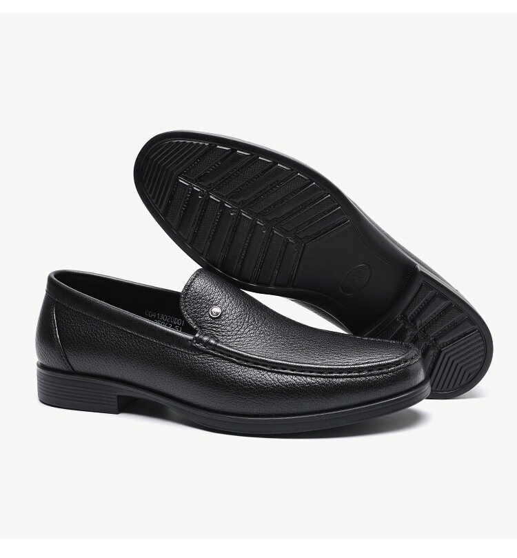 C.BANNER Men's New Style Top-Layer Sheepskin Slip-On Business Casual Leather Shoes, Black, Size 41 6