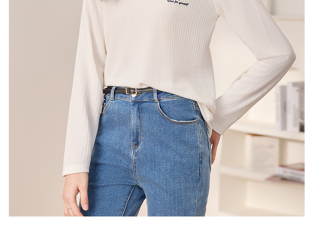 Chushen Spring And Autumn Long-Sleeve T-Shirt for Women, Simple And Fashionable Contrasting Color Round Neck Base Shirt Top S13KT2425 13