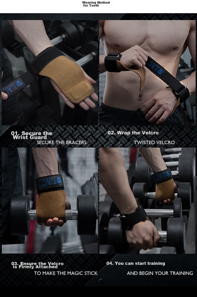 LAC Pull-Up Assist Band Fitness Gloves, Pull-Up Support Straps, Chin-Ups Palm Protectors, Sports Wrist Guards, Non-Slip Cowhide Style 6
