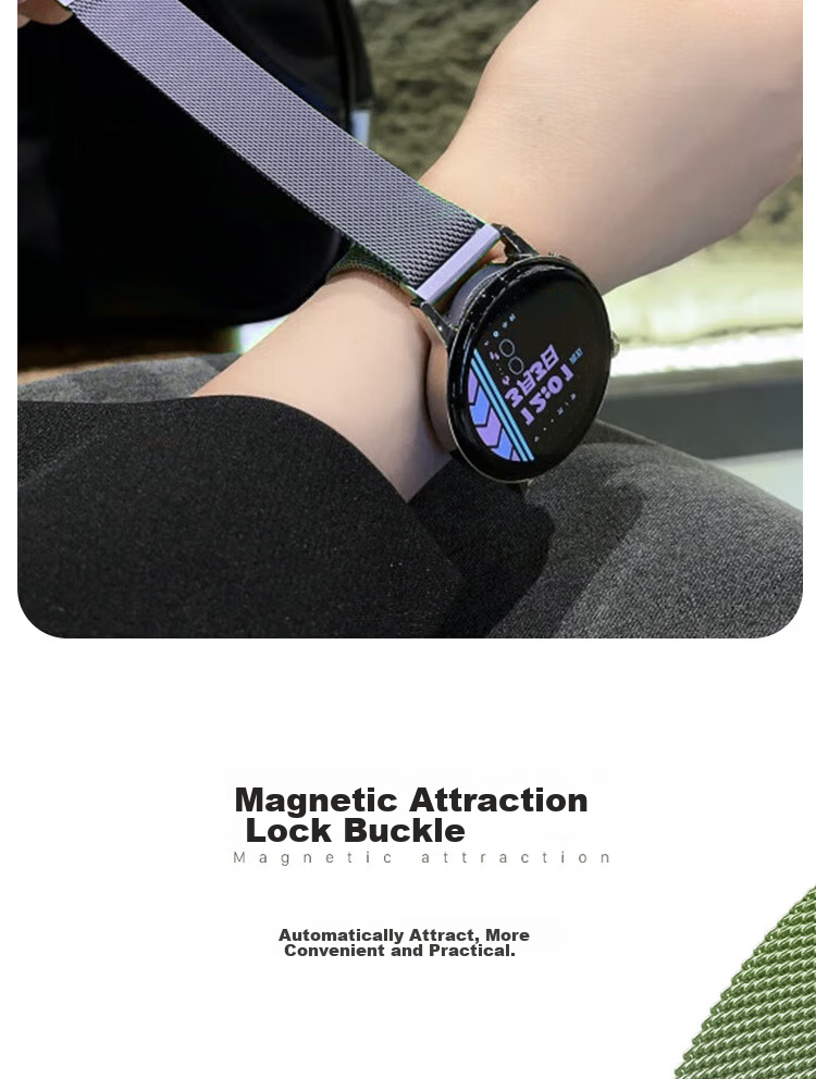 ESCASE Compatible with Huawei Watch 5 Strap, GT6/5/4/3/2/Pro/Honor Magic2/Oppo Watch 4 Pro/X Milanese Magnetic Dual-Color Starlight Green 45/46mm 7