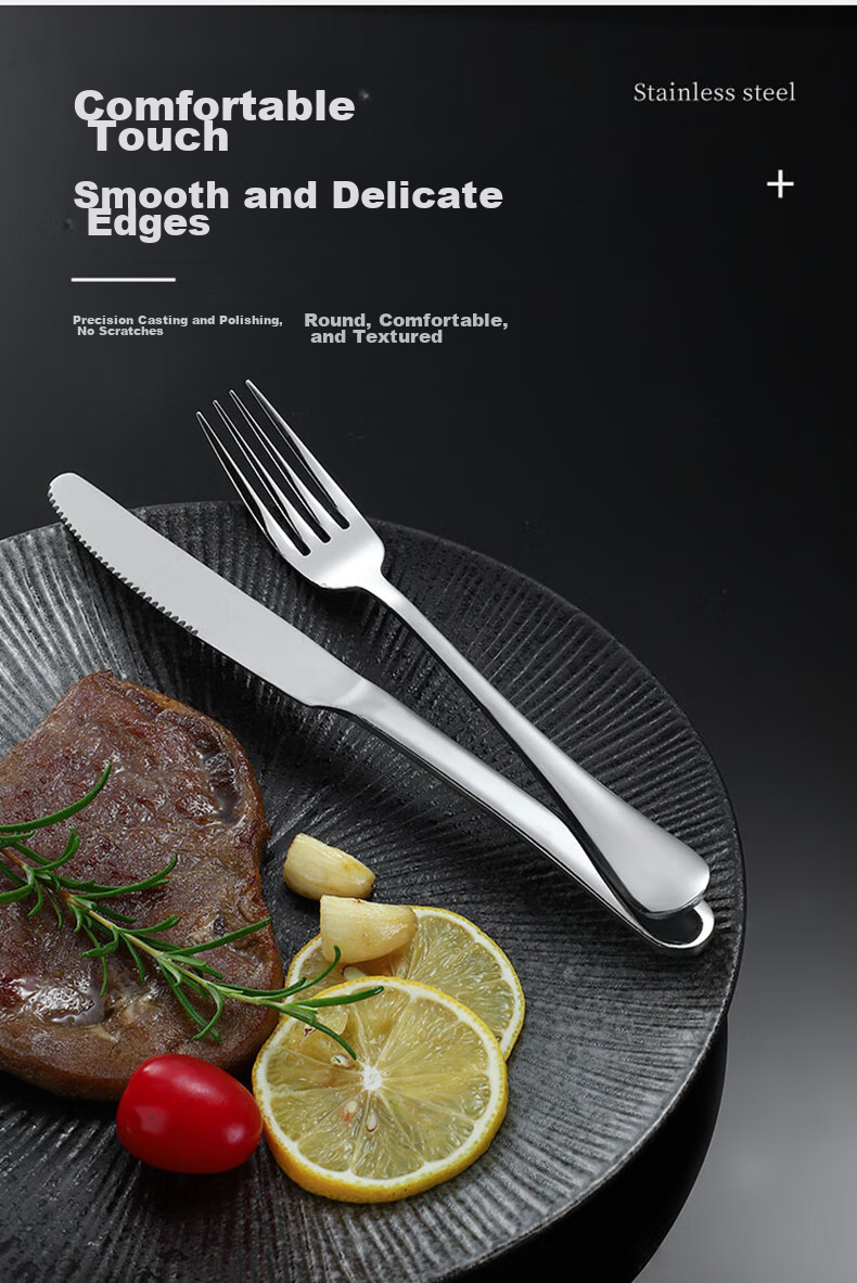 CAIZHI Stainless Steel Steak Knife And Fork Set, Western Cutlery, 304 Forks And 410 Dinner Knives, 2-Piece Set for Cutting Beef Steaks, CZ8744 11