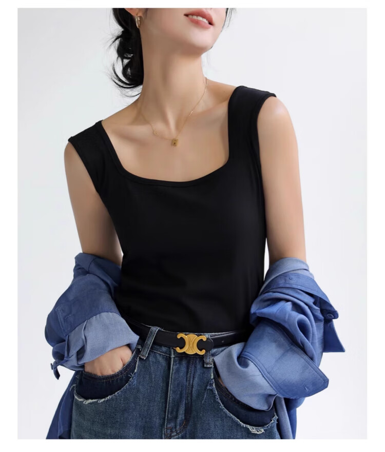 XUEXIMAN Women's Camisole Tank Top, Autumn And Winter Sexy Inner Wear, Solid Color Thin Base Layer, Beautiful Back Design, Inner Wear And Outer Wear Top, XL 18