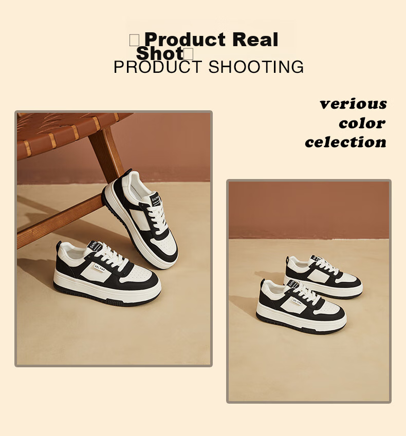 DAPHNE Women's Casual Shoes, Thick-Soled White Sneakers, Versatile Soft-Bottomed Comfortable Flat Shoes, Slimming Athletic Skateboard Shoes for Women, Milk Tea Color, Size 37 16