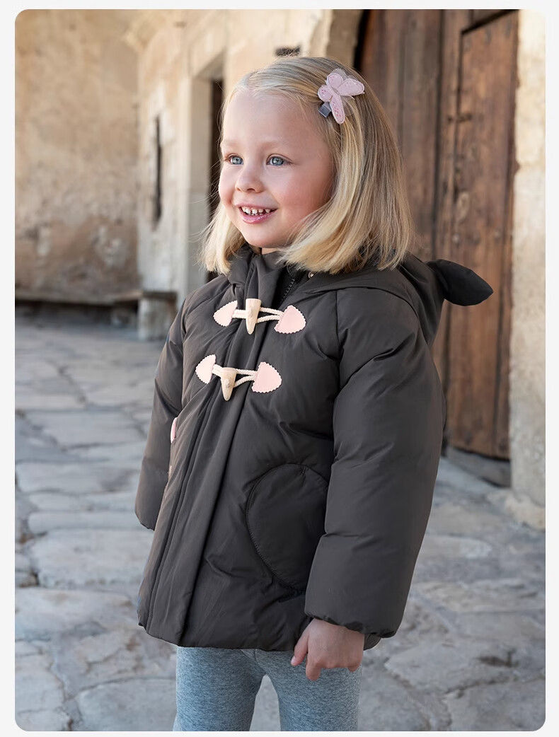 DAVE & BELLA Girls' Down Jacket Kids' Three-Proof Winter Coat Baby Outerwear 5