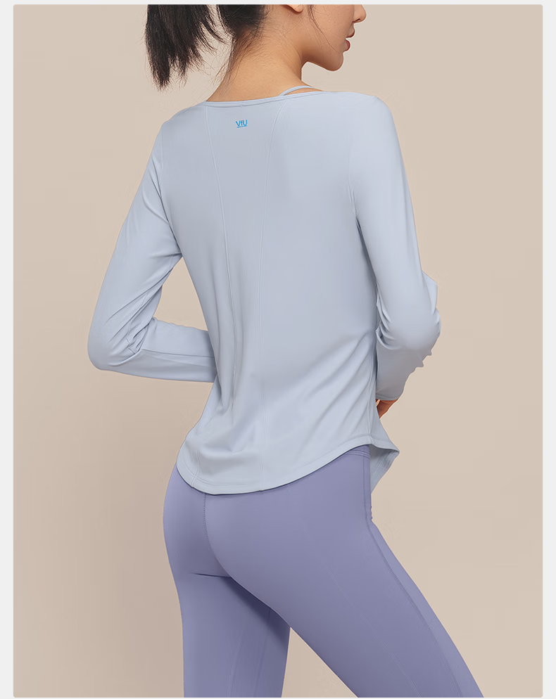 VFU Xiaomanyao Yoga Top, Long Sleeve Women's Quick-Dry Sun Protection Fitness Workout Shirt, Pilates Cover-Up, Autumn, Yellow Peach Color, Size L 18