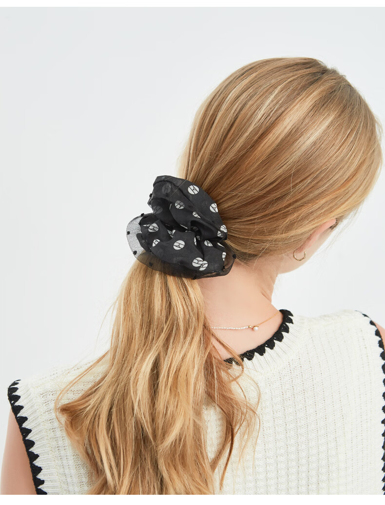 ELLE Fashion French Polka Dot Hair Tie, Ponytail Holder, Hair Band, Gift for Girlfriend 4