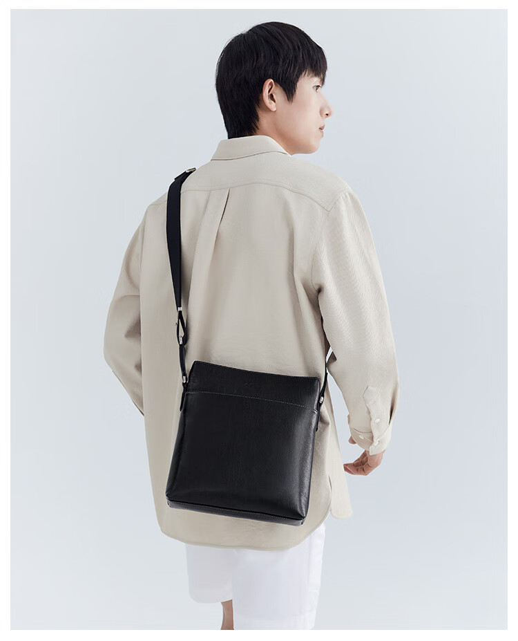 Goldlion Single-Shoulder Bag, Top-Grain Leather Crossbody Bag, Business Men's Bag, Vertical Style, Japanese Character Design, Birthday Gift 5