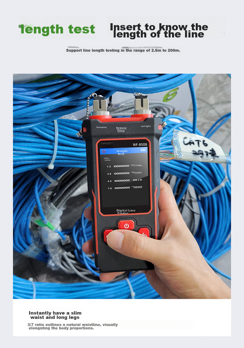 Jingmingshu NF-8508 Kit Cable Tracker with Red Light, Power Fiber Optic Tester, Network Cable Length, Breakpoint, Short Circuit Port 6
