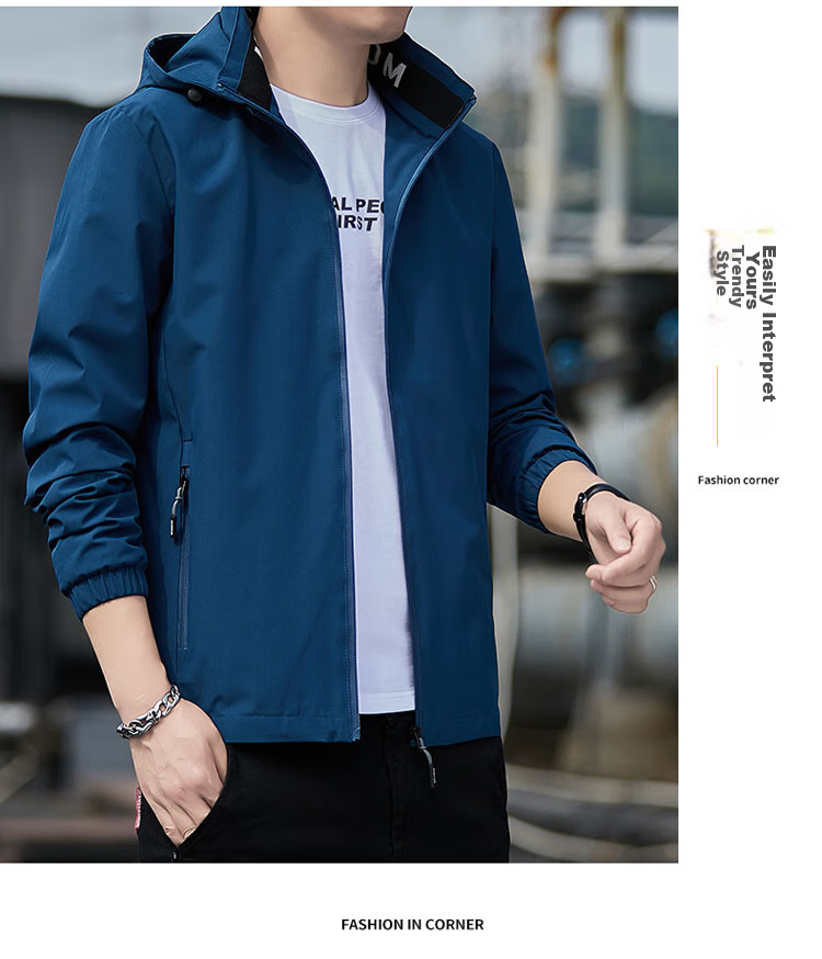 TUCANO Men's Jacket, Spring And Autumn Hooded Coat, Business Casual Loose Outdoor Windbreaker for Men, Black, 4XL 19
