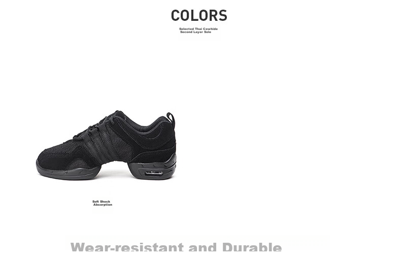 Sansha Spliced Modern Dance Shoes, Mesh Sports Dance Shoes, Air Cushion Soft Sole, Women's Square Dance Shoes, P22LS Black, Size 37 16
