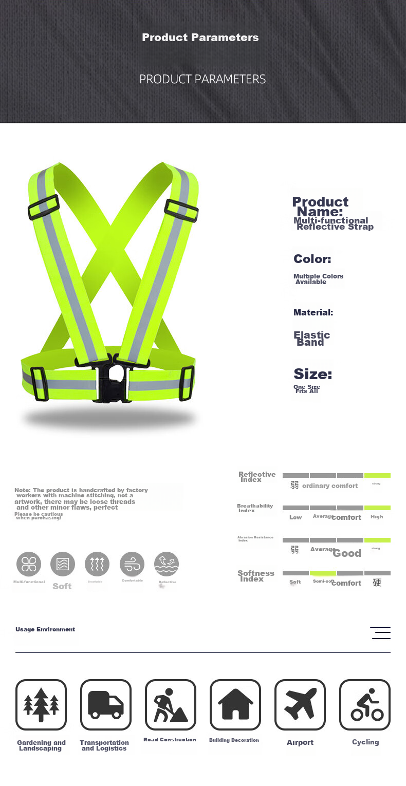 CT Reflective Vest, Reflective Sash, Running Safety Warning Elastic Band, Sanitation Worker Vest, Work Uniform, Snap Button Style 6
