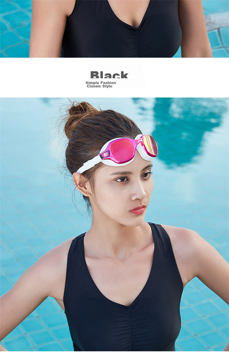 LI-NING LSJN588-3 Women's High-Definition Waterproof Anti-Fog Large Frame Swimming Goggles Rose Red 12