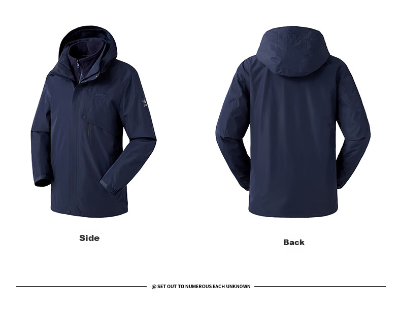 Jeep Men's And Women's Three-In Outdoor Windproof Waterproof Mountaineering Jacket, Fleece Detachable Coat, 075 Brand Black S 35