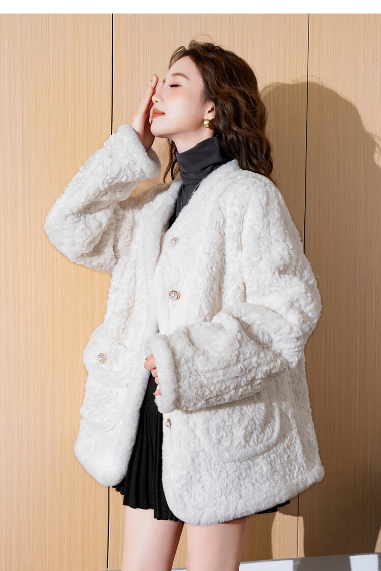 TonLion 2025 Women's Faux Lamb Wool Chic Coat High-End Loose Fit Trendy Plush Thick Jacket 9