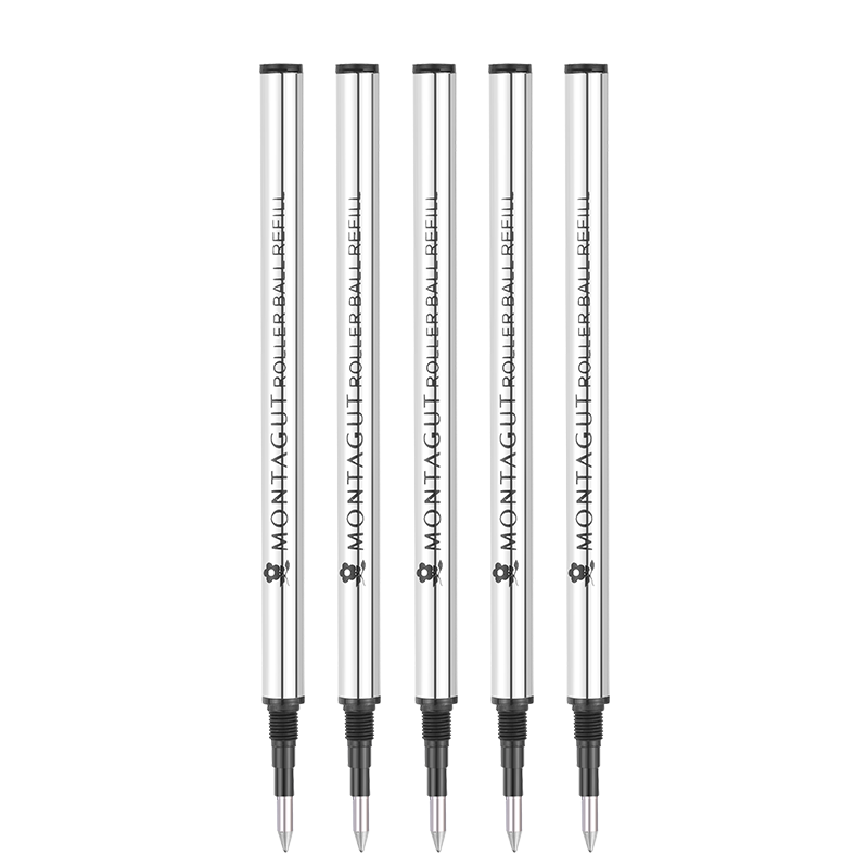 MONTAGUT [Graduation Gift] Signature Ballpoint Pen, Metal Spiral Pattern Rotating Refill, Five-Pack, Black, 0.5mm