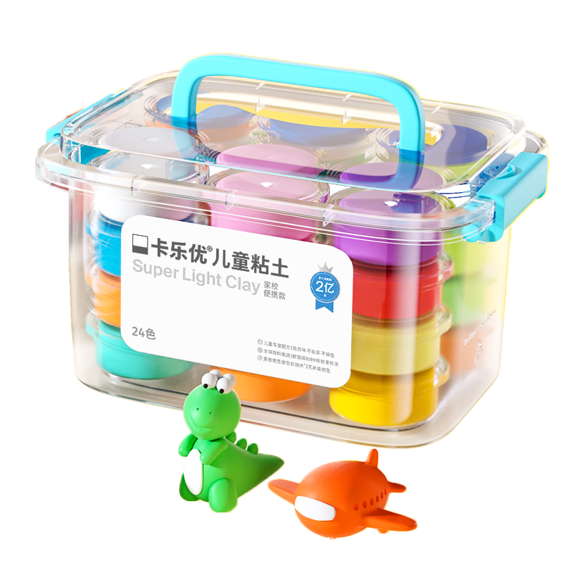 Coloyou 24-Color Ultra-Light Clay, Children's Self-Operated Toy, Handmade DIY Colored Clay, Play Dough, Non-Toxic Transparent Box for Students