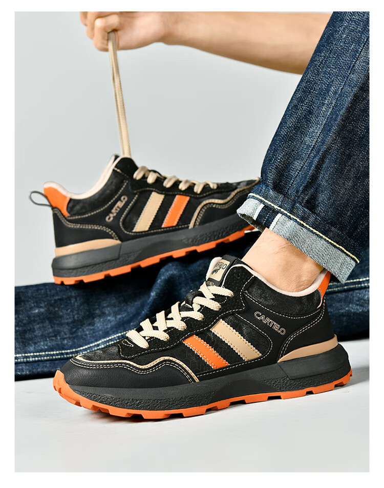 CARTELO Men's Shoes, Casual Sports, Autumn And Winter Outdoor Hiking, Travel Commuting, Jogging, Soft Sole, Wear-Resistant, Retro Versatile, New Style 2