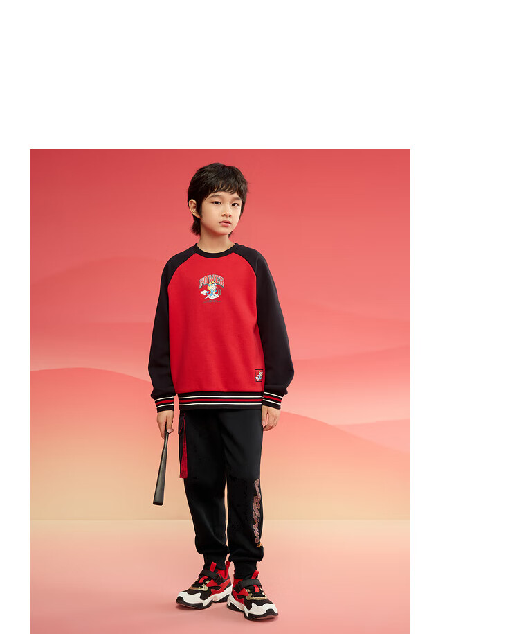 BALABALA Boys' Sweatshirt, Children's Fleece-Lined Top, Spring Long-Sleeve Embroidered Loose Trendy Base Layer for Older Childre 6