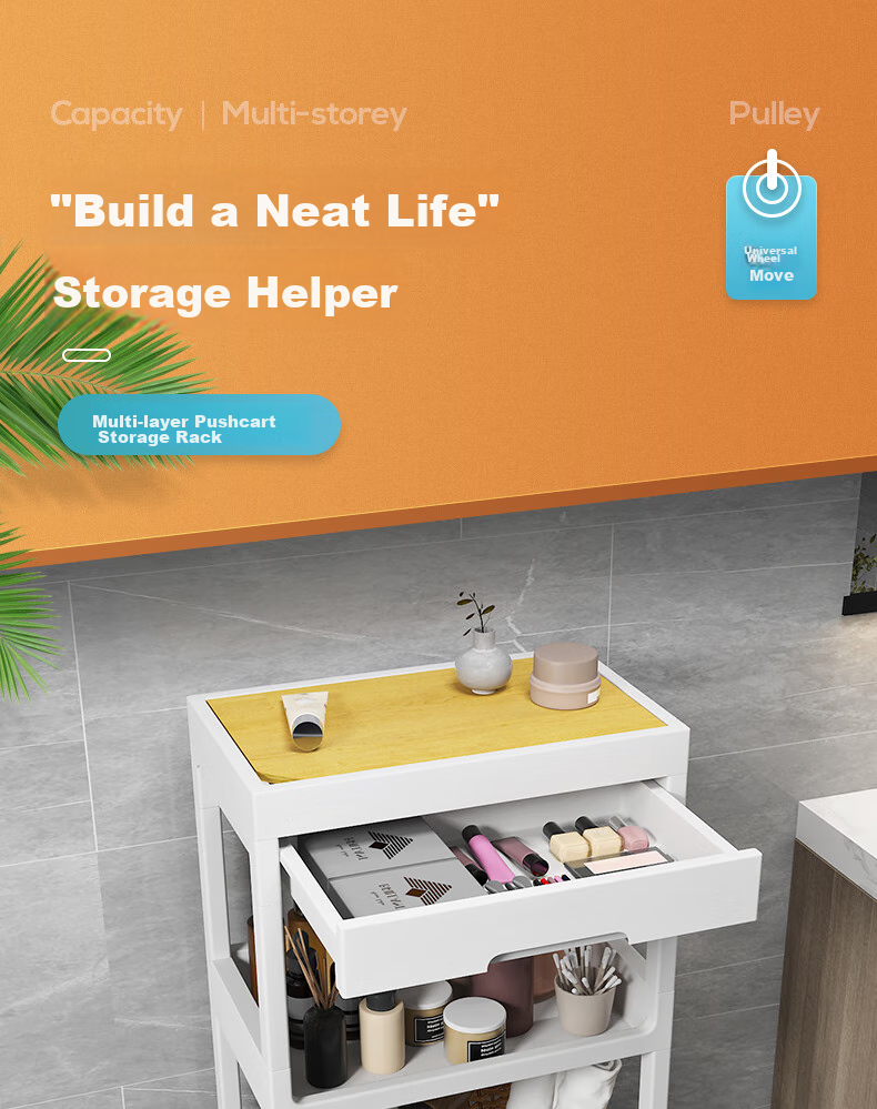 Leaijia Storage Rack, Multi-Tier Floor Shelf for Bathroom, Kitchen Organizer, Toilet Storage Rack, Small Cart with Layers 1