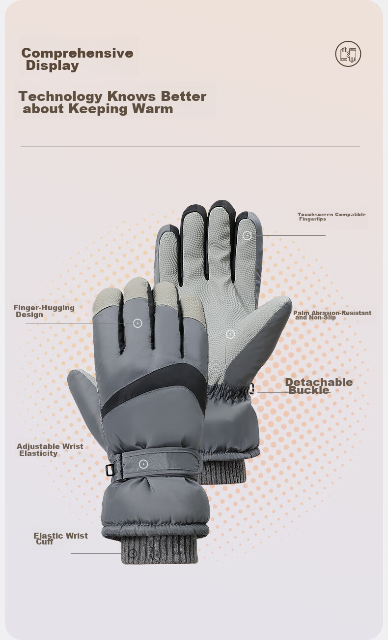 MISSION UV Ski Gloves for Men, Winter Thickened Fleece-Lined Windproof Cold-Resistant Water-Repellent Autumn Winter Cycling Touchscreen Warm Gloves 4