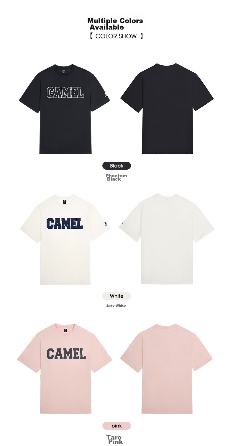 CAMEL Short-Sleeve T-Shirt for Men And Women, Summer New Style Letter Print Trendy Loose Casual Cotton-Feel Top 12