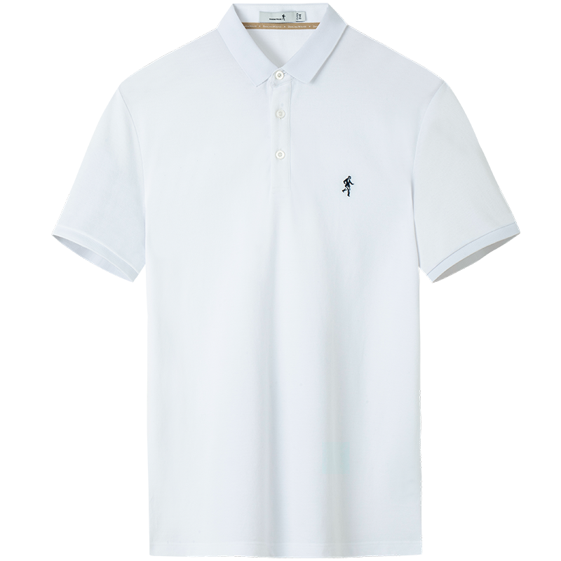 DANCING WOLVES [100% Cotton] Summer Versatile Casual Men's Short-Sleeve Polo Shirt for Commuting, 803 Pure White, Size L (175cm)