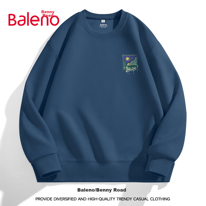 Baleno Sweatshirt for Men, Autumn Season, 320G Heavyweight Long-Sleeve Loose-Fit Oversized Trendy Crew Neck Top, Versatile Youth Hoodless Jacket 9