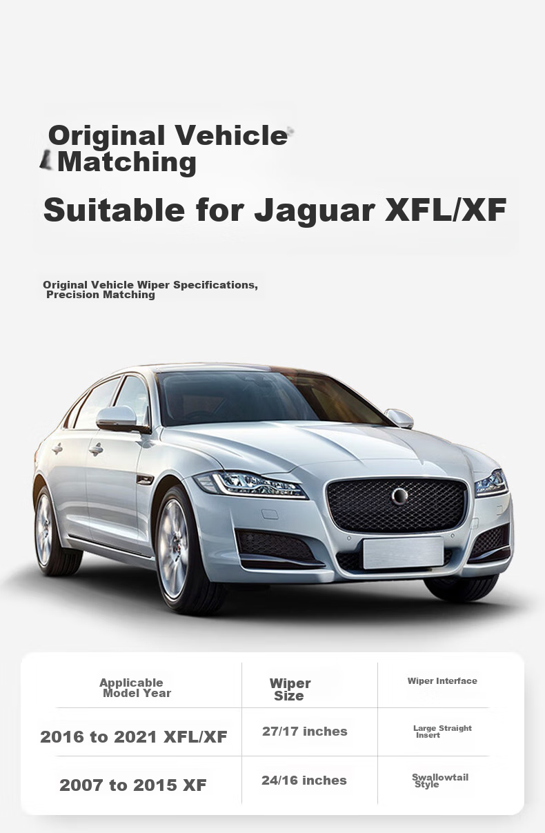 Goodyear Jaguar XFL/XF Windshield Wipers for 2016-2024 Models, Frameless Rubber Strips, XF Wiper Blades 27/17 Inches, 1 Pair 7