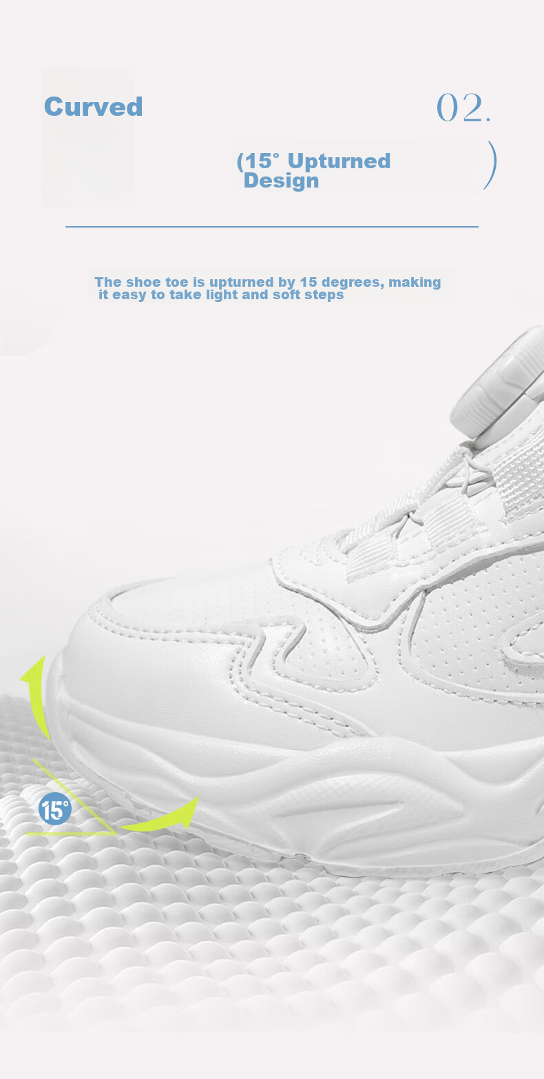 Belle Children's Shoes [No-Tie Rotating Buckle], Kids' Sneakers, Running Shoes, Spring And Autumn Dad Shoes, Breathable White Shoes, White, Size 26 6