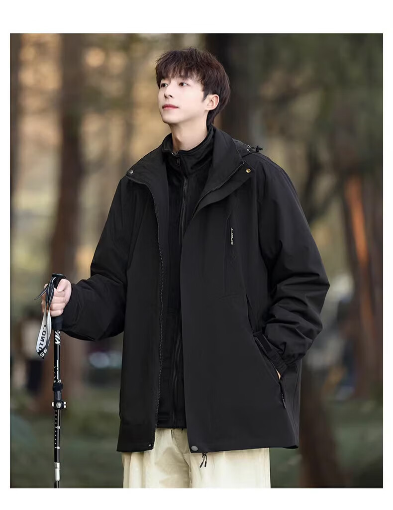 MMOPTOP Shanxi Three-In Outdoor Jacket for Men, Spring And Autumn Hiking Sports Workwear Top 1818 Black L 11