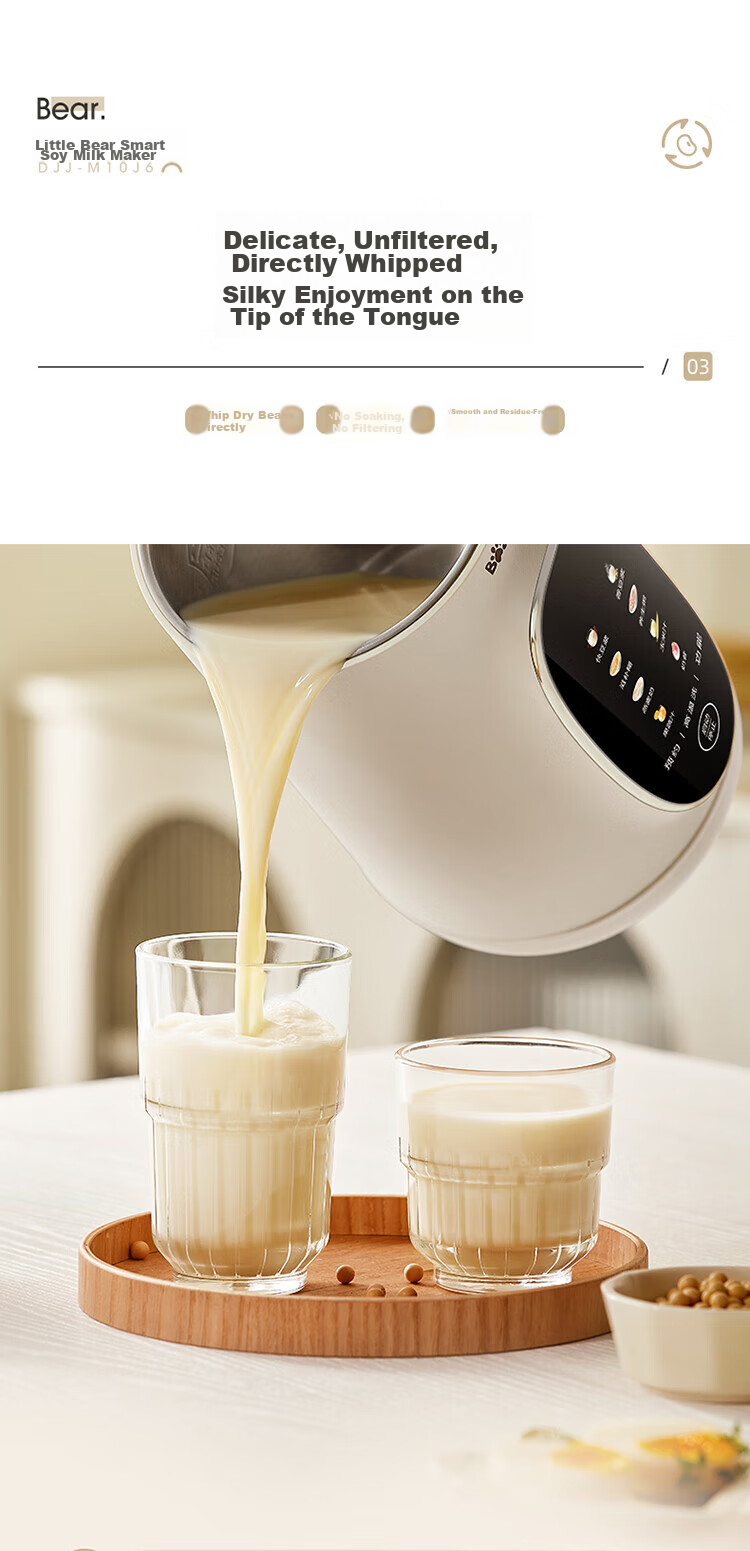 Bear Soy Milk Maker, High-Speed Blender for Home Use, 0.6L Small Soy Milk Machine, Mini Fast Soy Milk Juicer, Food Processor, Multifunctional Automatic No-Cook Quiet D05D6 5