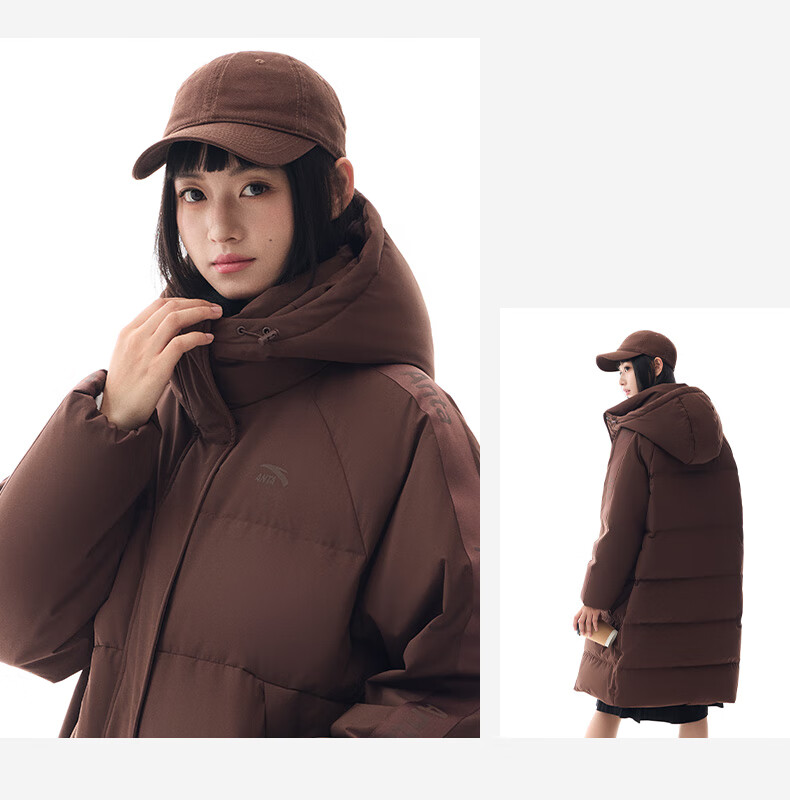 ANTA Bread Down Jacket | Water-Repellent Mid-Length Hooded Cotton Coat 2025 Winter Women's Thickened Warm Fashion Jacket 19