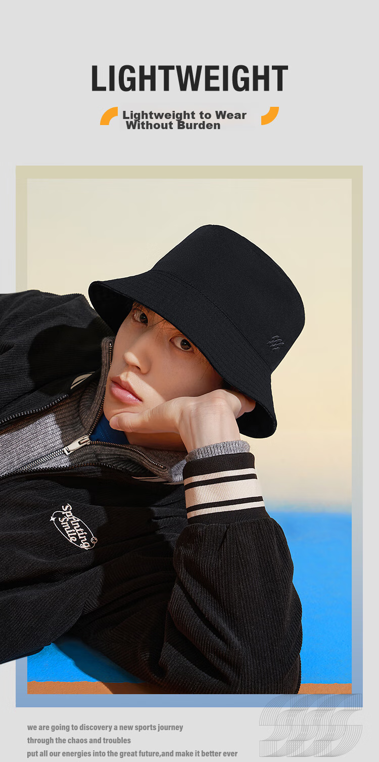 HLA Men's Bucket Hat, Casual Versatile Outdoor Sports Cap, Hiking Sun Protection, Large Head Circumference Trendy, Reversible 4