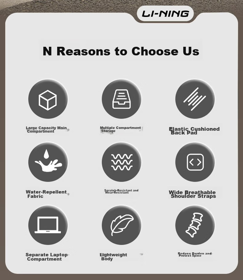Li-Ning Backpack, Unisex School Bag with Large Capacity, for Middle And High School Students, College Students, Men's Laptop Sports Travel Bag 5