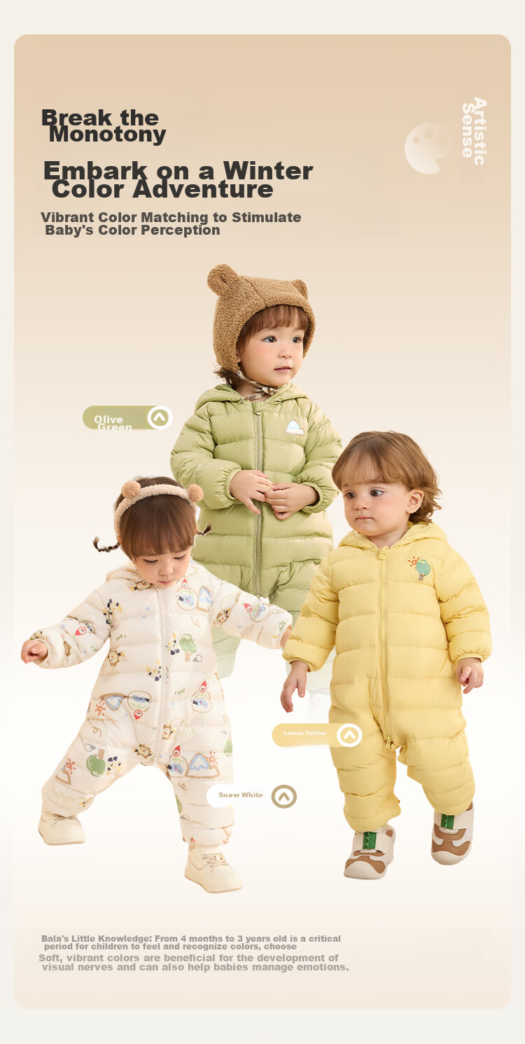 BALABALA Baby Down Jacket Infant Lightweight One-piece Romper Bodysuit Toddler Winter Clothes Boys Girls Cute Cartoon 8