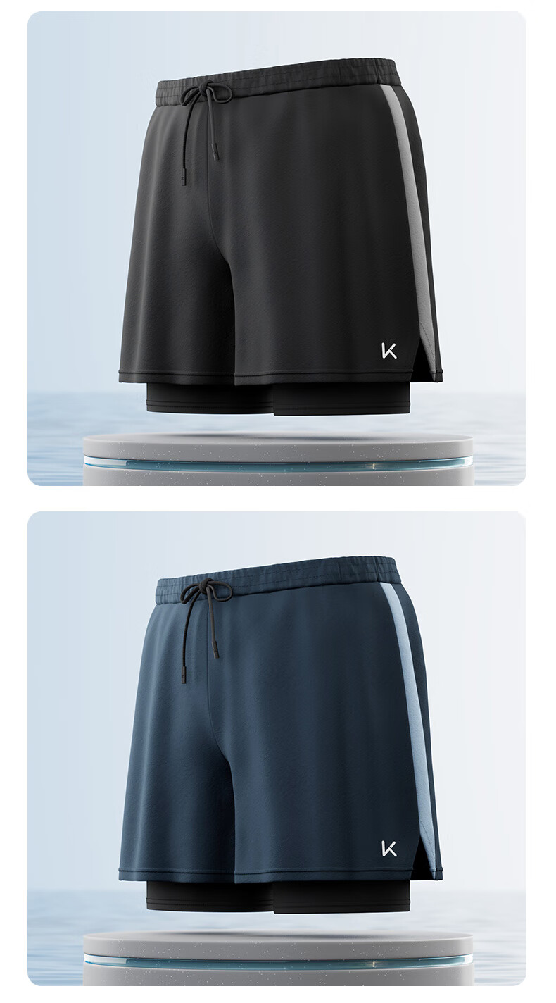 Keep Swimming Trunks for Men, Anti-Embarrassment Double-Layer Loose Swim Shorts And Swimwear Set 9291, Black, Size L 13