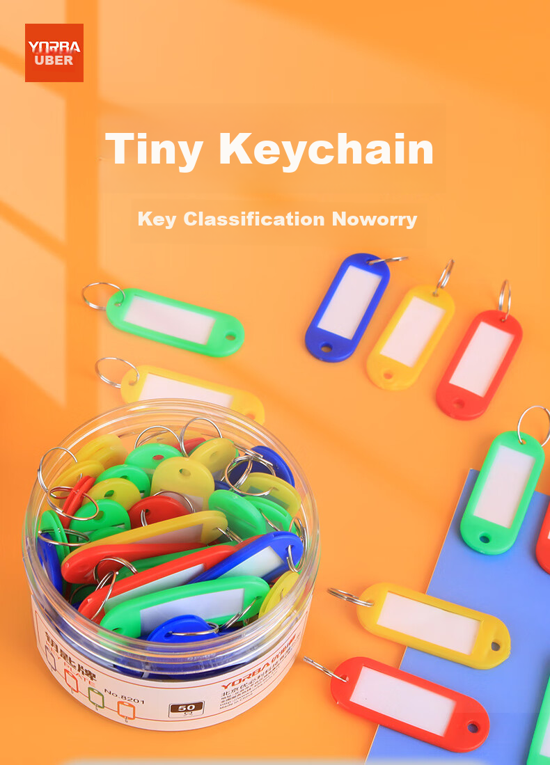 Youbili Key Tags, Thickened Handheld Key Number Tags for Classification Management, Key Rings for Hotels And Landlords, Large Key Pendants, 50 Pieces/Tube, 8201 Yellow 1