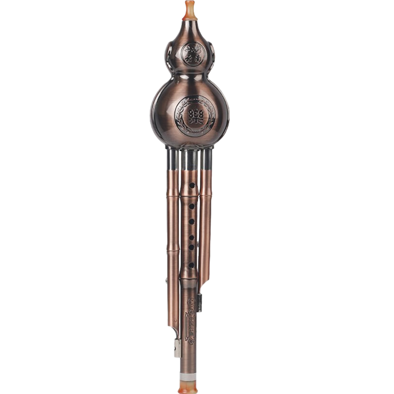 Minsine Antique Bronze Anti-Drop Three-Tone Hulusi in B-Flat Key, Beginner's Ethnic Wind Instrument for Primary School Students