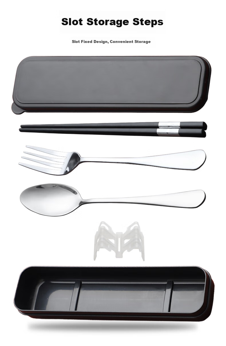 Shihua Stainless Steel Spoon Fork And Alloy Chopsticks Set, Adult Student Travel Portable Cutlery Box Four-Piece Set 5
