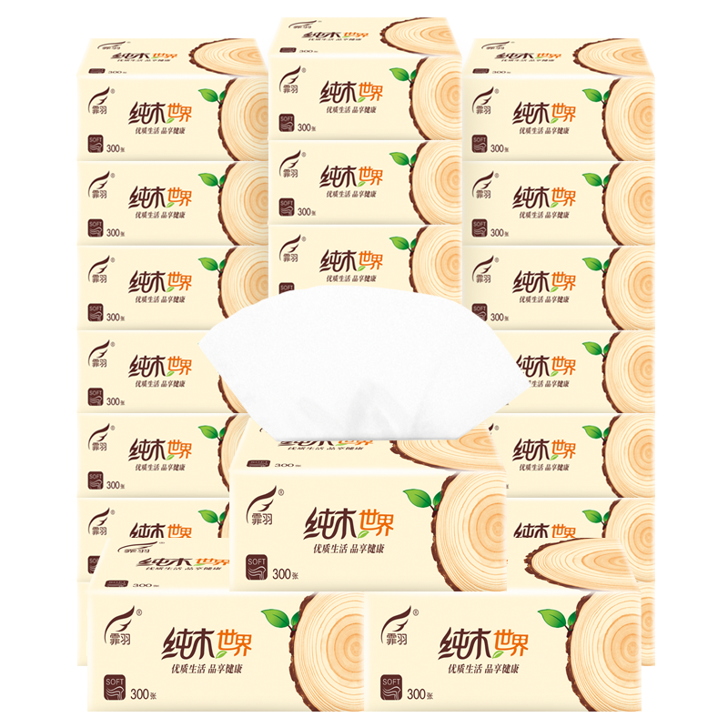 Feiyu Facial Tissues, 3-Ply, 100 Sheets*24 Packs, Household Pull-Out Style, Soft And Thick, Wood Pulp Tissue Paper, Economical Pack, Whole Box