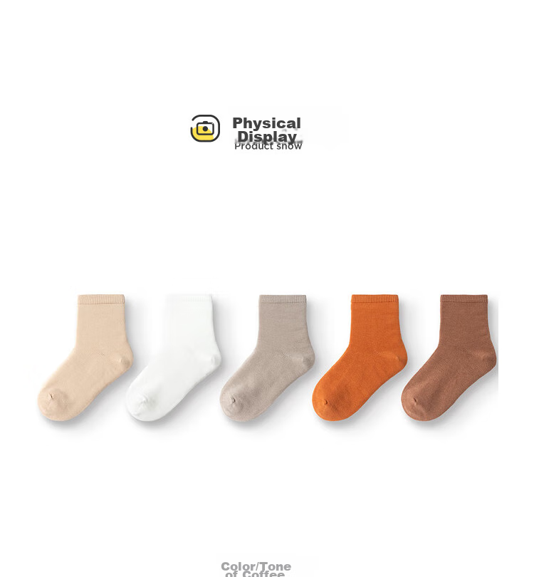 BALABALA Children's Socks, Spring And Autumn, Boys And Girls Cotton Socks, Solid Color Baby Toddler Mid-Calf Socks, Five Pairs Pack, 208924172205 11