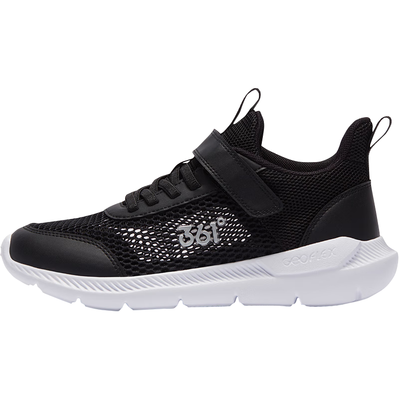 361° Children's Running Shoes, Summer 2026, for Boys And Girls Aged 3-12, Lightweight, Large Mesh, Black, Size 32