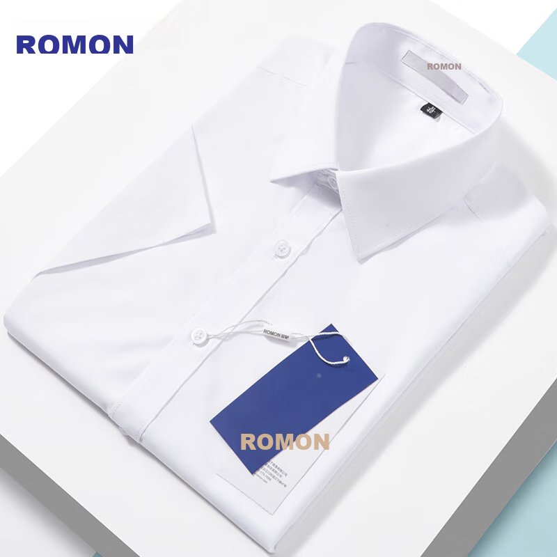 ROMON [Wrinkle-Resistant Modal] Wrinkle-Free Short-Sleeve Shirt Men's Top Casual Business Professional Formal White Dress Shirt Jacket